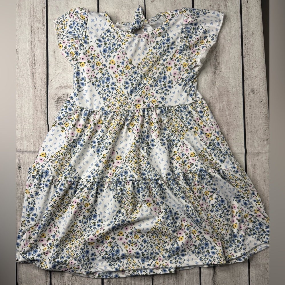 Btween Girls Kids Floral Spring Sun Dress Size 5 White Cap Sleeve